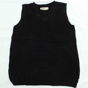 PHILOSOPHY REPUBLIC Sleeveless Sweater Ribbed Knit Black Relaxed Womens Small